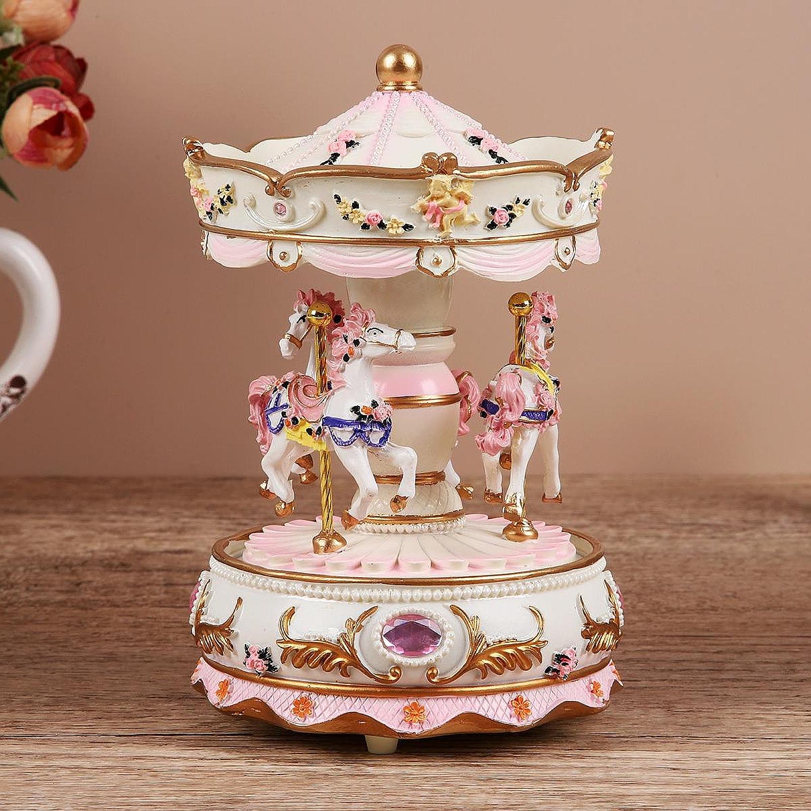 Handcrafted Resin Carousel Mus - Snow Globe Musical ulasan dan harga