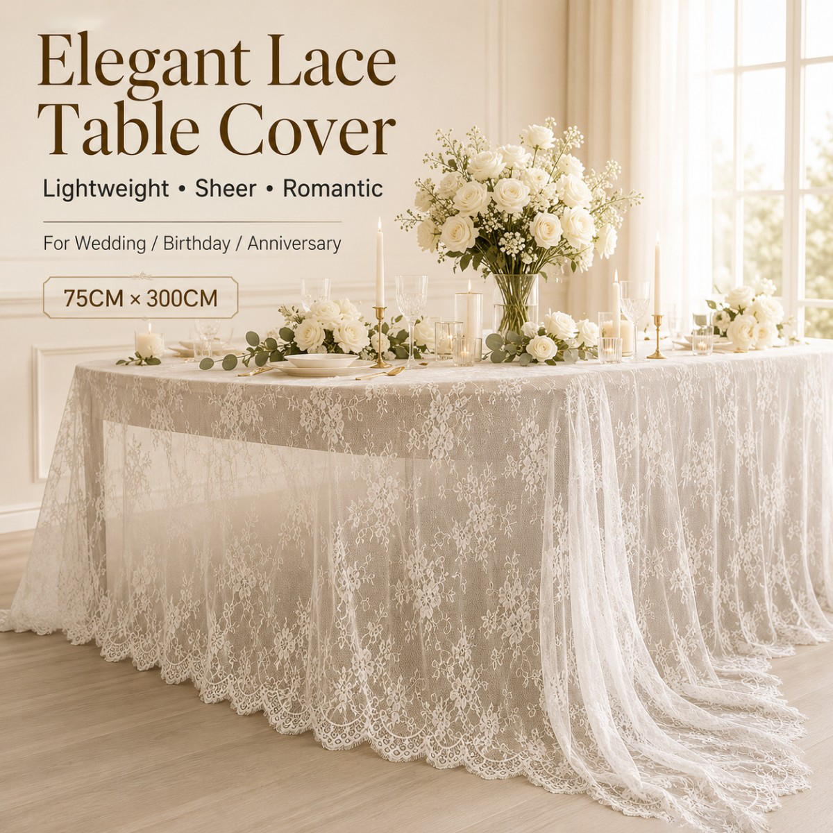 White Floral Lace Table Runner - Christmas Table Runner ulasan dan harga