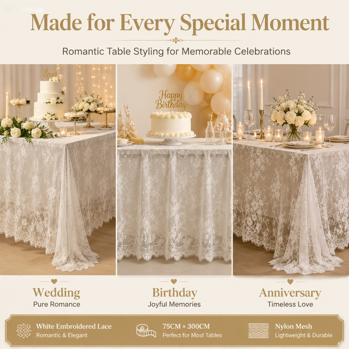 White Floral Lace Table Runner - Christmas Table Runner ulasan dan harga