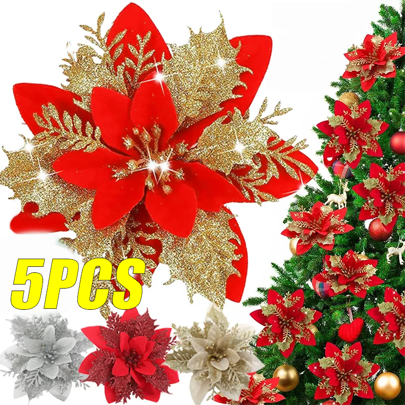 5PCS Christmas Flowers Christm - Christmas Tree Artificial ulasan dan harga