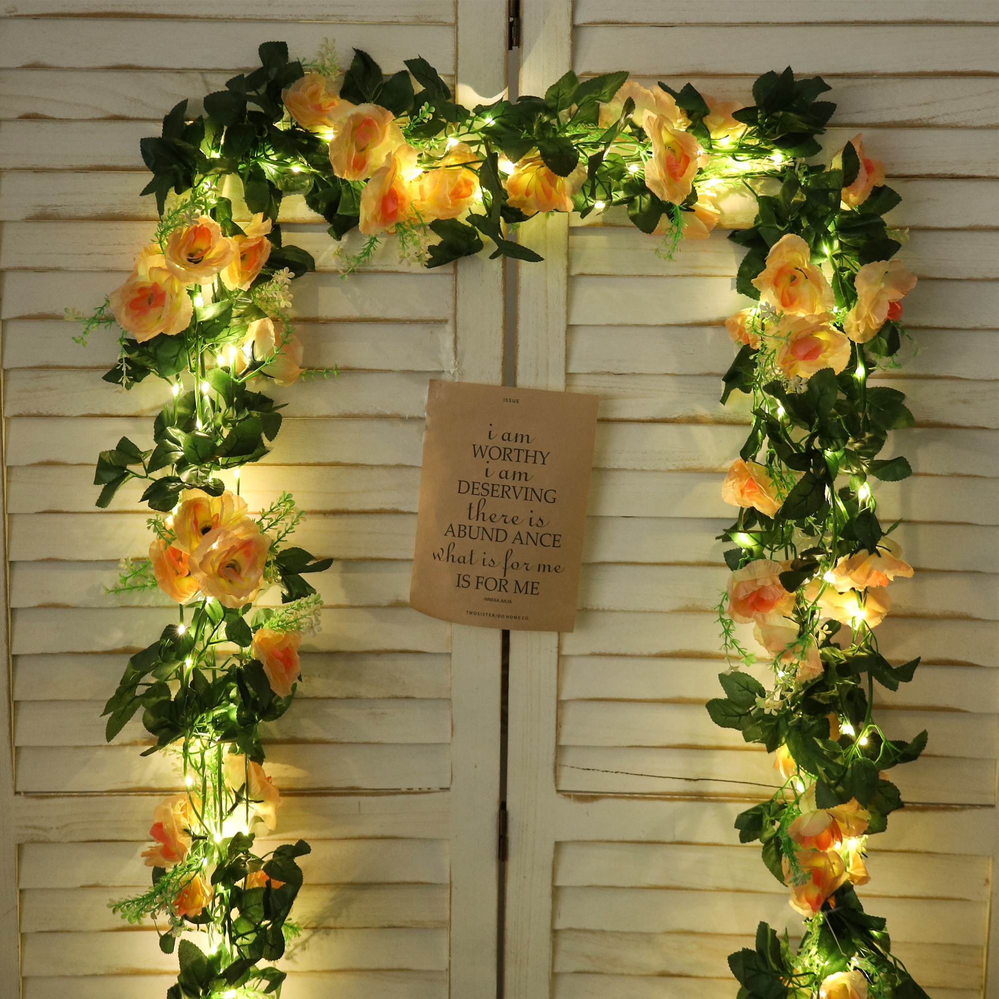 Rose LED Vine Light String Art - Christmas Wreath Fake ulasan dan harga