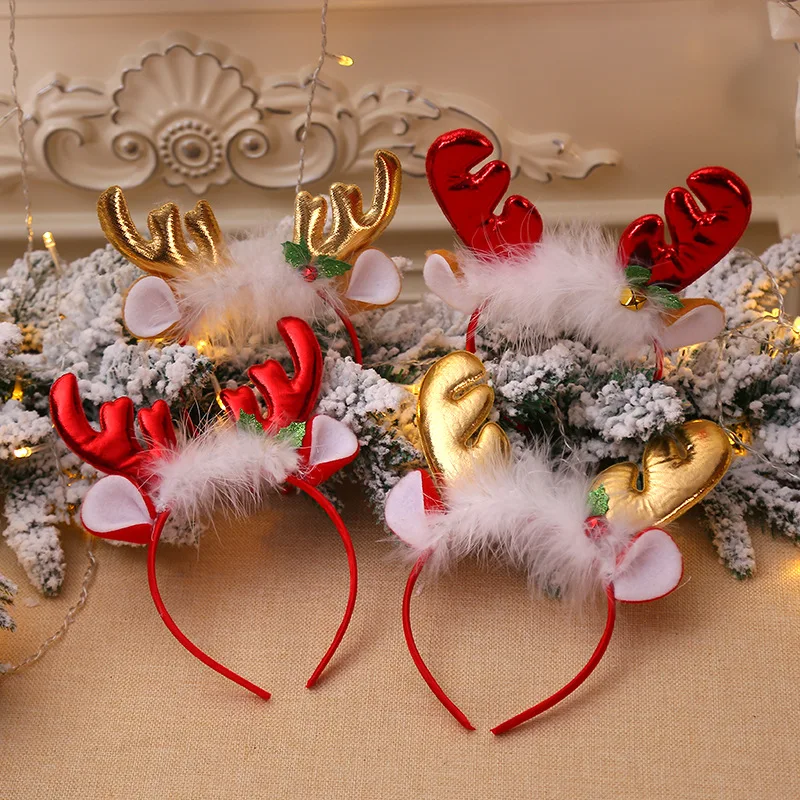 Fashion Christmas Red Bows Hea - Reindeer Antlers Headband ulasan dan harga