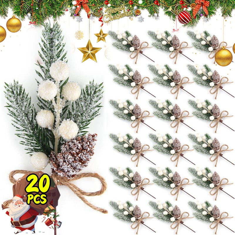 Christmas Artificial White Ber - Christmas Wreath Fake ulasan dan harga