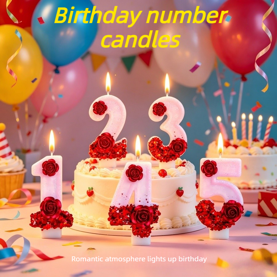 Number Pink Glitter Red Rose F - Holiday Candle Set ulasan dan harga