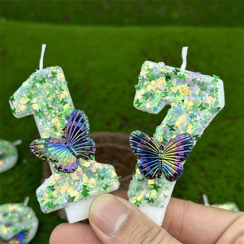 1Pc Green Sequins Number 0-9 B - Holiday Candle Set ulasan dan harga