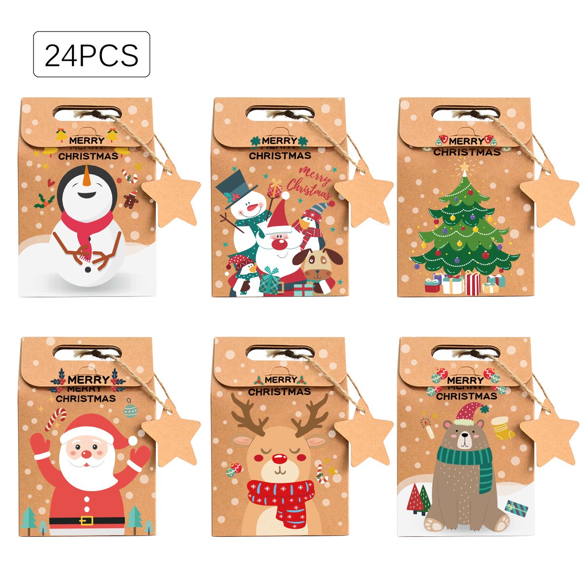 6/12/24Pcs  Christmas Kraft Pa - Advent Calendar Gift ulasan dan harga