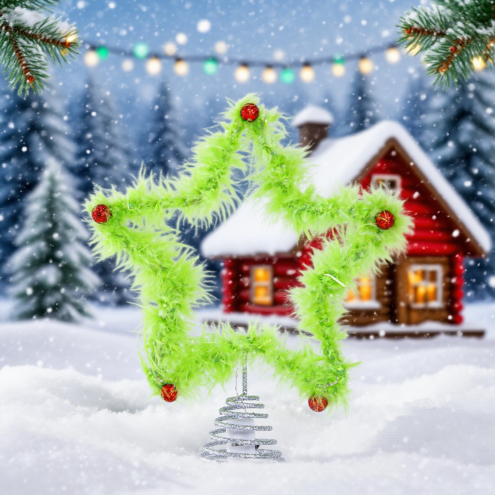 Christmas Fuzzy Grinch Star Tr - Star Tree Topper ulasan dan harga